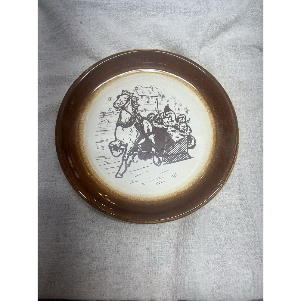 Rare Vintage HAB Crocks Potteries, Horse Drawn Sleigh And People Plate